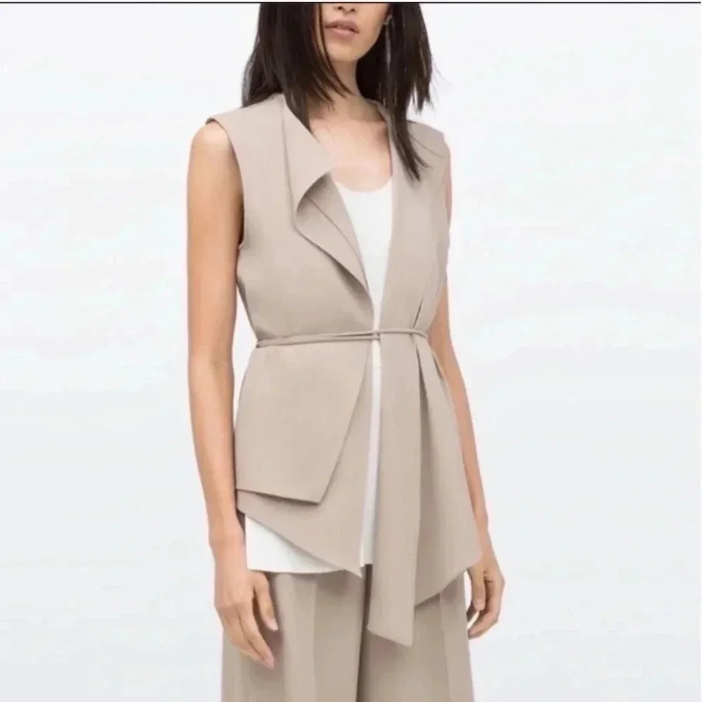 Zara  asymmetrical tan vest